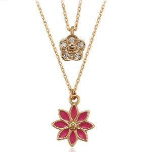 Double Layer Flower 18KGP CZ Necklace